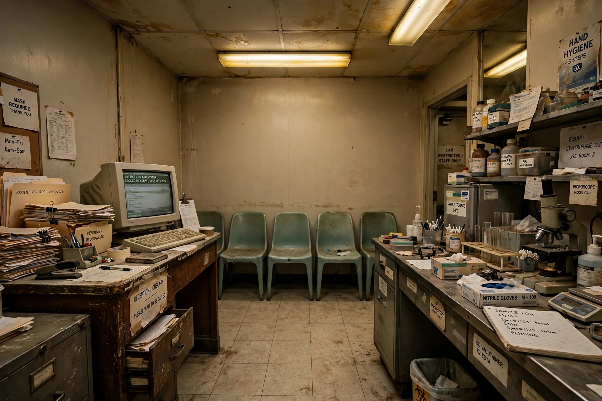 Old dim outdated lab interior
